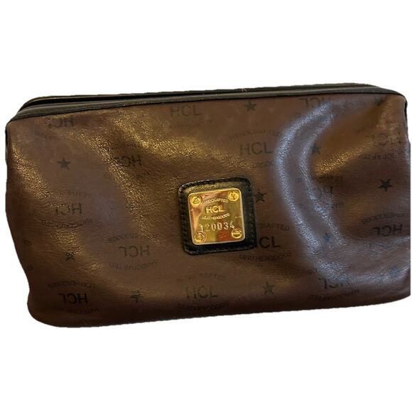 Vintage HCL Mens Toiletry Handcrafted Leather Monogram Travel Bag Shave Kit RARE - Picture 14 of 16